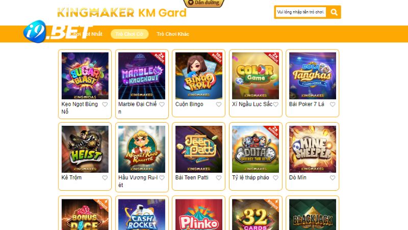 Danh sách trò chơi có tại sảnh game bài KM i9BET