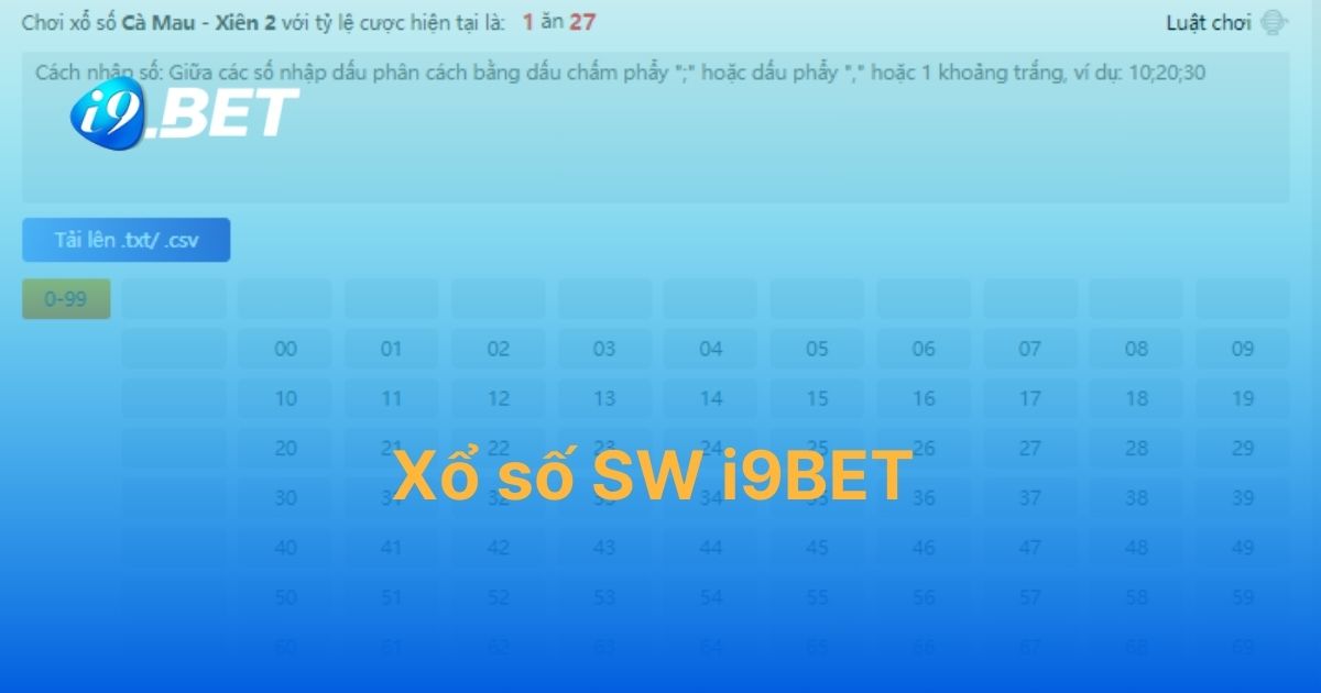 Hướng dẫn đặt cược xổ số SW i9BET hấp dẫn